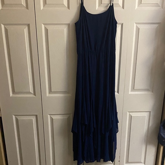 Michael Kors Dresses & Skirts - Michael Kors Navy Maxi Slip Dress with Layered Handkerchief Hem